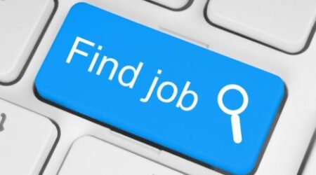 Online Job Search key on computer