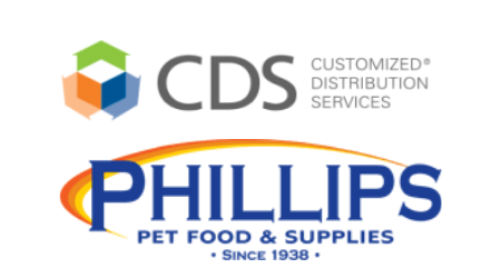 Customized Distribution Services and Phillips Pet Food & Supplies logos