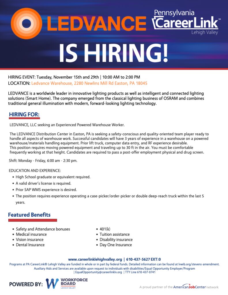 Ledvance Hiring Event Flyer